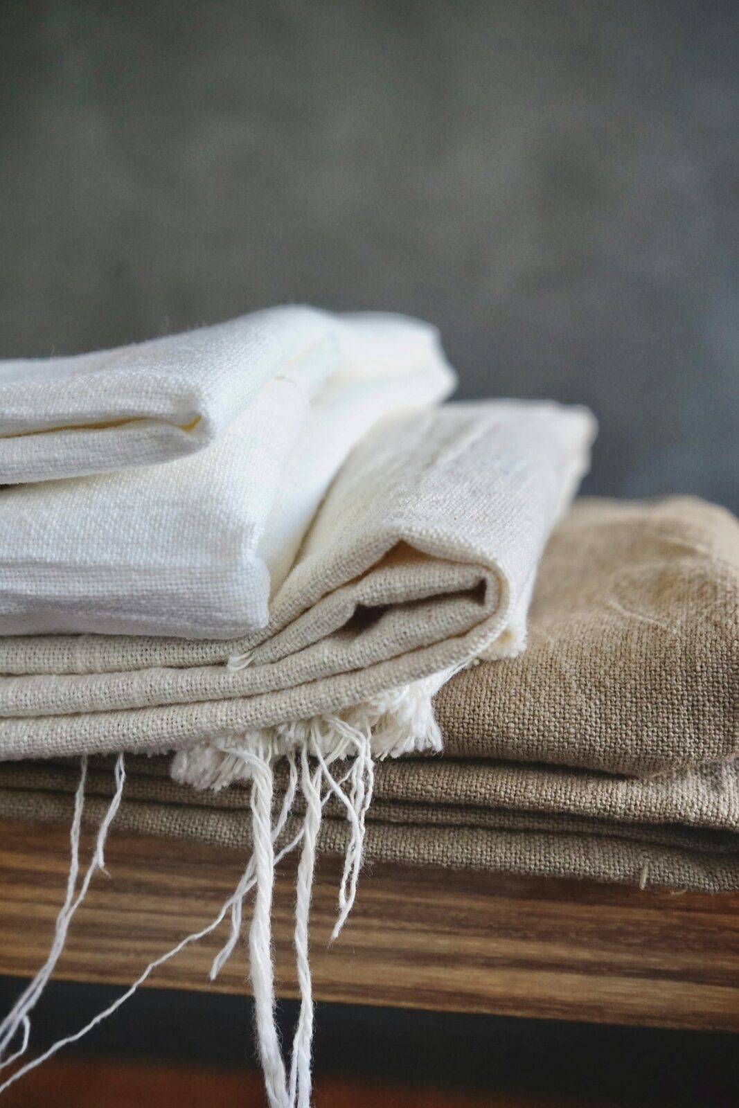 Neatly folded linen towels